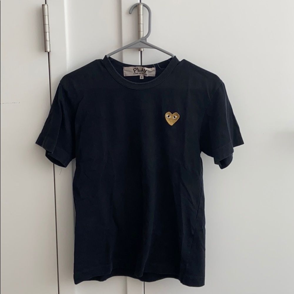 Comme des Garcons Black Tee with Gold Heart